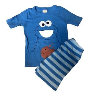 Hanna Andersson x Sesame Street Cookie Monster Organic Cotton Sleep Set Sz 5T